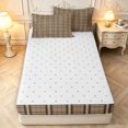 thumbnail image 4 of Manfei Vintage Plaid Themed Zipper Full Size Comforter Sets with Fitted Sheet and 2 Pillowcases,Retro Grid Zipper Bedding Set,Brown,Reversible,4pcs, 4 of 8