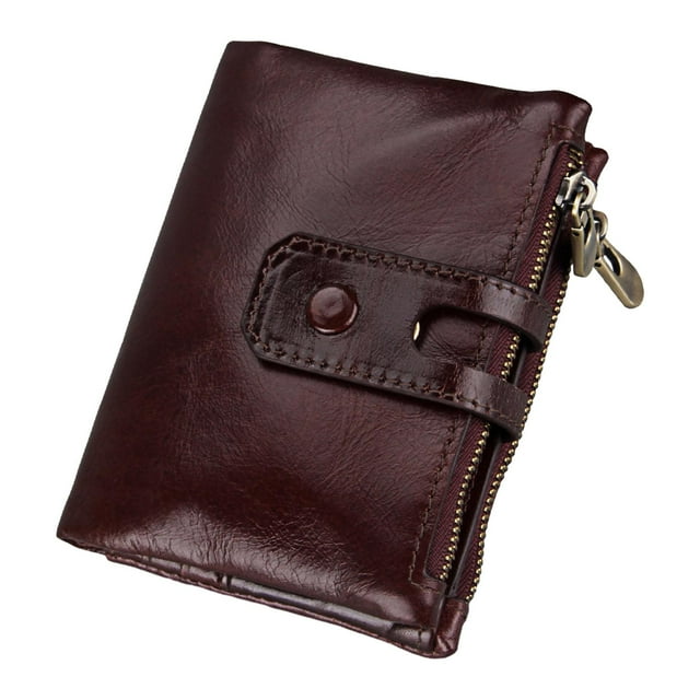 Cartera con bloqueo RFID Sunnimix tarjetero RFID cuero PU Marrón rojizo