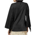 thumbnail image 4 of safuny Women's Oversized Fringe Tops Long Sleeve Tassel Shirt Casual Crewneck Bow Pullover Black _i XXL, 4 of 5