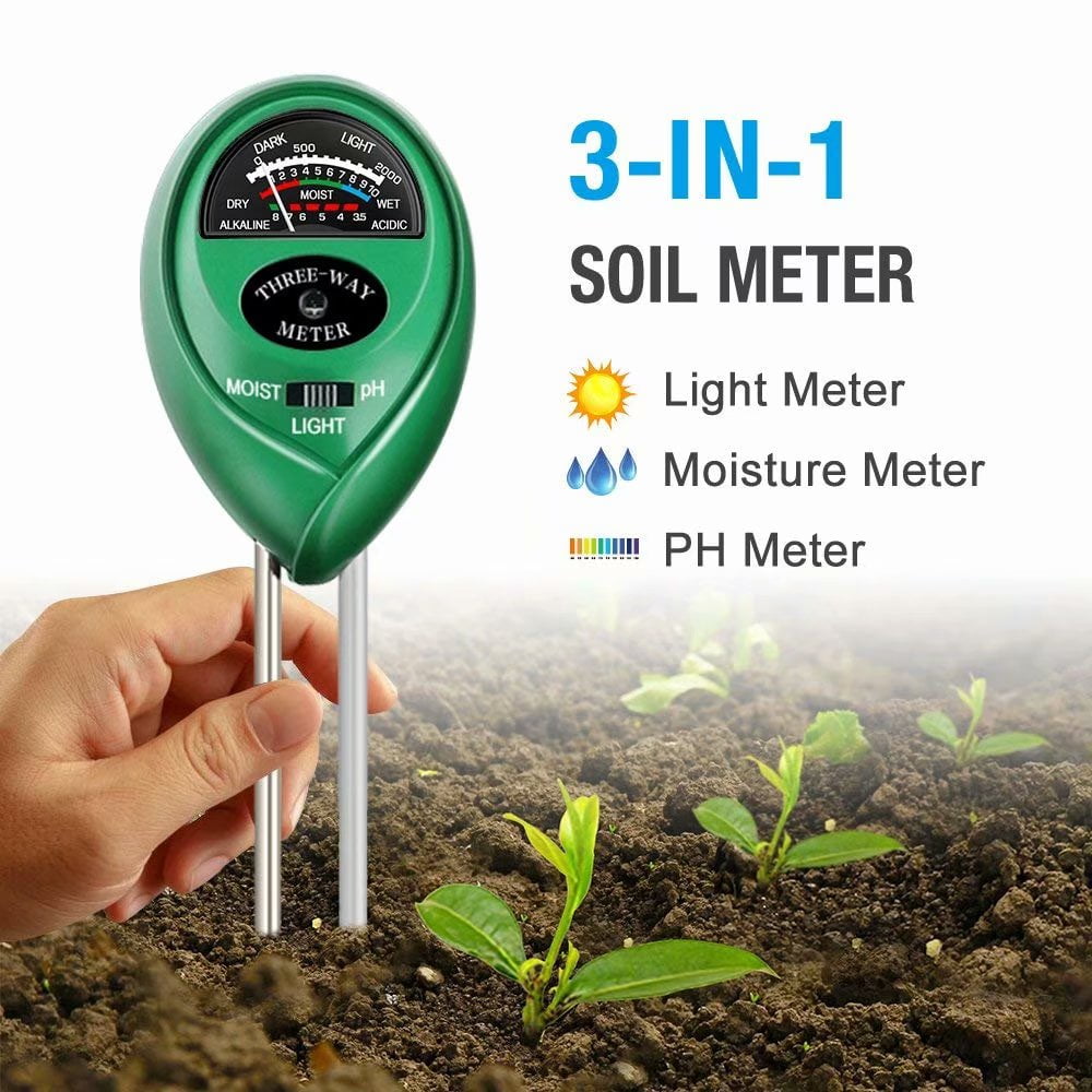 Soil Test Kit 3-in-1 Soil pH Meter with Moisture Light and PH Tester 