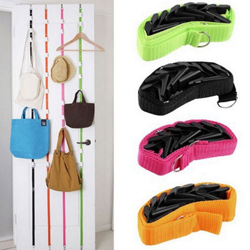 1pc Over Door Storage Hanging Strip 8 Hooks Cap Bag Holder  Clothes Organizer 