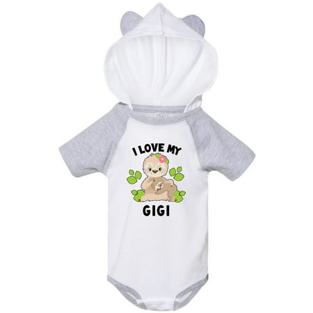 

Inktastic Cute Sloth I Love My Gigi and Green Leaves Gift Baby Boy or Baby Girl Bodysuit