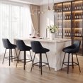 thumbnail image 4 of ONEVOG 25.6" Swivel Counter Stools Set of 3,Pu Leather Upholstered Bar Stools with Full Back,Modern Counter Height Bar Stools with Black Metal Legs for Kitchen Island,Black, 4 of 12