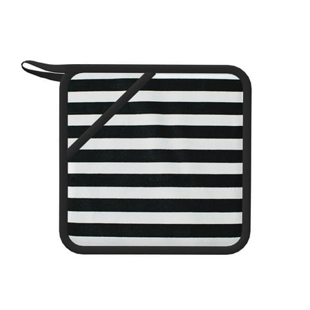 

1 Pc Silicone Anti-Hot Hot Pads Oven Mitts Heat Resistant Pot Holders With Pockets Non Slip Oven Glove Potholder For Kitchen Cooking Bbq Baking 7.1in Black And White Stripes
