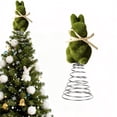 thumbnail image 4 of Easter Bunny Tree Topper, Flocked Rabbit Figurine with Spring Base for Holiday Seasonal Decor, Whimsical Plush Bunny Top Ornament for Easter Tree Decorations, 4 of 6