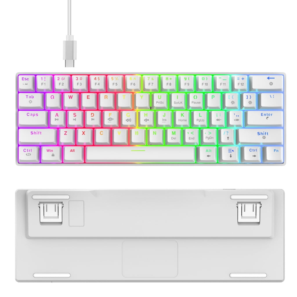 V900 Mechanical Keyboard With 61Keys, Color Lighting Effects Hot Swappable Switches For Gaming And Typing