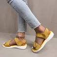 thumbnail image 5 of Sandal for Women Flat Heel Open Toe Casual Versatile Summer Trendy Round Toe Solid Color Women Footwear Comfortable Ankle Strap Walking Beach Shoes Yellow 6, 5 of 8