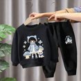 thumbnail image 2 of 7-8T Boys Girl Clothes Set Crewneck Sweatshirt Long Sleeve Tops + Jogger Pants Fall Winter Outfits 3T 4T 5T 6T 7T 8T 9T 10T Kids Black Outfits, 2 of 7