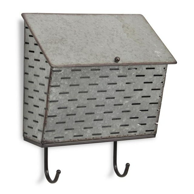 Cheungs 5337 Galvanized Metal, Olive Bucket Pattern, Hanging Mailbox with Dual Bottom Hooks & Top Flap