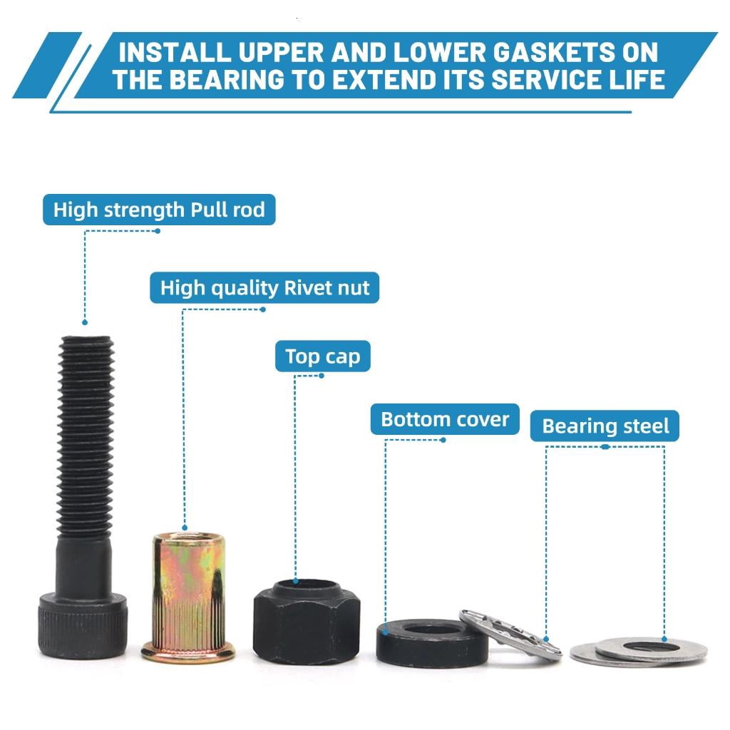 Multipurpose Carbon Steel Rivet Nut Set 66Pcs 3mm To 10mm Fasteners Easy to Use for Secure Assembly In Various Setting