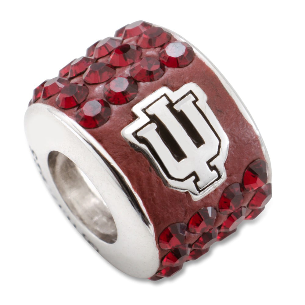 White Sterling Silver Beads Indiana NCAA University 14.7 mm 10.7