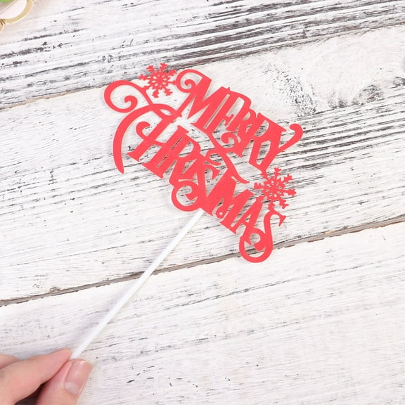 KALLORY Red Christmas Cupcake Toppers Party Decorations with Merry Christmas Design for Holiday Baking and Festive Treats