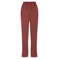 thumbnail image 6 of TRUBKH Linen Pants Women Beach Pants for Women Floral Belt Pants Baggy Linen Pants Plain Drawstring Trousers Pull On Pants Flowy Gauze Palazzo Pants Comfort Resort Wear Palazzo Pants Wine 2XL, 6 of 7