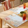 thumbnail image 4 of Blue Red Coastal Placemats Set of 8 Nautical Beach Summer Coral Shell Place Mats Indoor Wipeable Table Mats Washable Cloth Dining Table Placemats for Kitchen Holiday Party Home Decor 13x19 Inch, 4 of 9