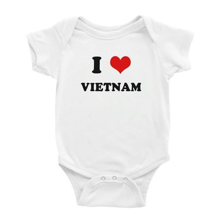 

I Heart Vietnam Love Vietnam Funny Baby Rompers Bodysuit (White 12-18 Months)