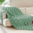 thumbnail image 2 of Regal Living Ultra Soft Cozy Knit Throw Blanket, Sage Green Stripe, 90" x 90", 2 of 4