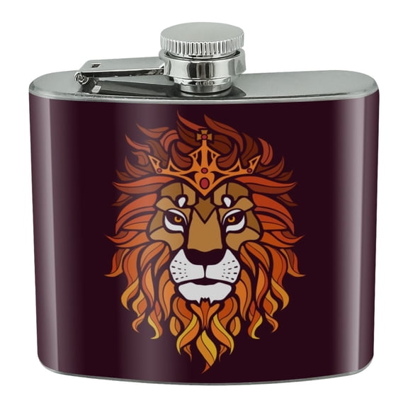 Lion Religious King Crown Bible Christian Stainless Steel 5oz Hip Drink Kidney Flask