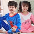 thumbnail image 2 of Spiderman Marvels Conjunto de pijamas para niños Otoño e invierno Franela Cálida engrosada Traje de servicio a domicilio para niñas Niños Pijamas para bebés8 altura 95-105 cm Gao Jinjia LED, 2 of 2