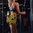 thumbnail image 4 of Seamless Workout Shorts Women - yellow Sunflowers Blue Biker Gym Running Yoga Spandex Shorts for Women, 4 of 7