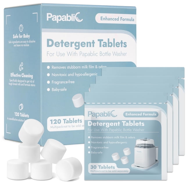 Detergente en pastillas de jabón Papablic para lavadora de biberones, 120 unidades