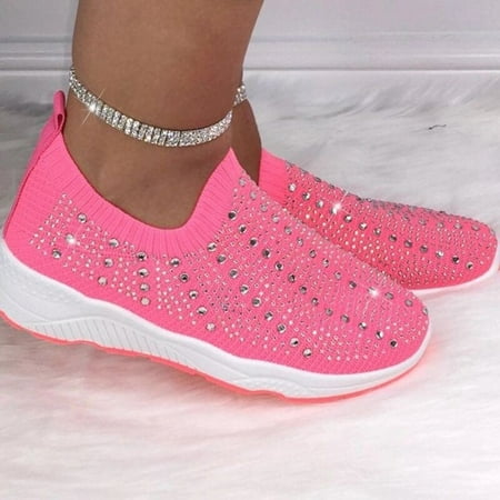 

Stamens Lady Sneakers Diamond Glitter Trainers Sports Running Comfy Slip On Sock Shoes Lady Sneakers Diamond Glitter Trainers Sports Running Comfy Slip On Sock Shoes Breathable(36 Red)