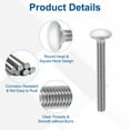 thumbnail image 4 of Uxcell 10Pack M10 x 90mm Stainless Steel Carriage Bolts Round Head Square Neck, Silver, 4 of 7