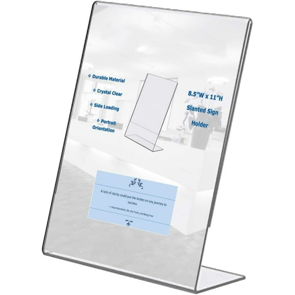 GIXUSIL 1 Pcs Sign Holder 8.5" x 11.7" Slanted Desk Plastic Frame Side Load Clear Acrylic Holds Notice Info Menus Advertisements Photos