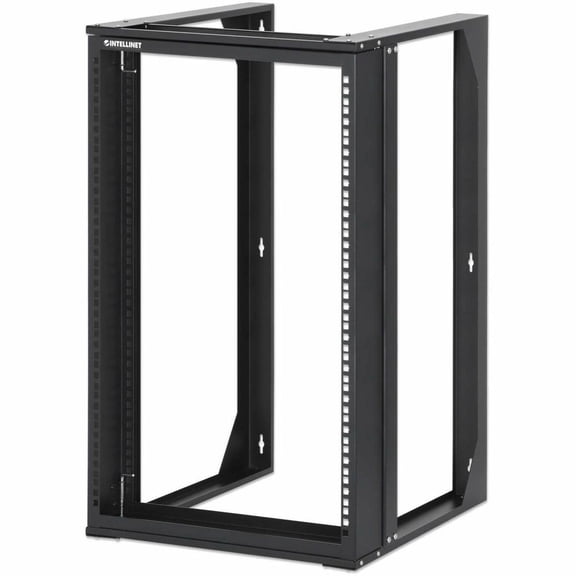 Intellinet - Rack open frame - front-hinged swing frame - 2-post - wall mountable - black, RAL 9004 - 15U - 19"