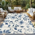 thumbnail image 3 of Fsddascl Blue Floral Spring Outdoor Rug for Patio/Deck/Porch, Non-Slip Large Area Rug 4 x 6 Ft, Elegant Summer Flower Pastoral Indoor Outdoor Rugs Washable Area Rugs, Reversible Camping Rug Carpet, 3 of 5