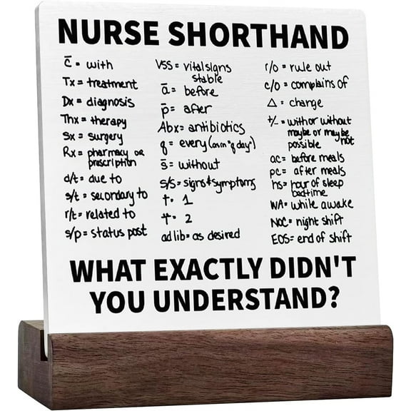 Ceramic Sign 4x4 Inch Funny Nurse Nurses Week Graduation Gifts For Nursing Students Nurse Shorthand Plaque Sign with Wood Stand Desk Decor Gift For Women Men