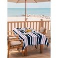 thumbnail image 2 of 54x80 Inch Outdoor Tablecloth with Umbrella Hole Zipper Rectangle Navy Blue Pink Striped Rectangular Tablecloths Outside Waterproof Gradient Horizontal Lines Patio Table Cloth Cover for Picnic Party, 2 of 8