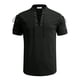 thumbnail image 1 of Camisas s Para Hombre Slim Fit Camiseta gótica de manga corta con cuello en V y cordones vintage para hombre (Black, S), 1 of 5