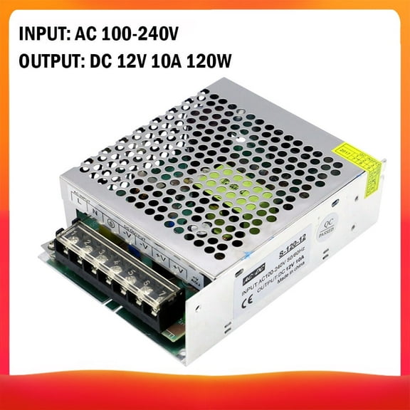 AC 100-240V to DC 12V 10A 120W Voltage Transformer Regulated Switching Power-Supplys Adapter Converter for Strips Light Camera Computer Project