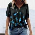 thumbnail image 2 of Vedolay Shirts For Women Womens Tops Casual V Neck Short Sleeve Solid Color Basic T Shirt,Blue XL, 2 of 3