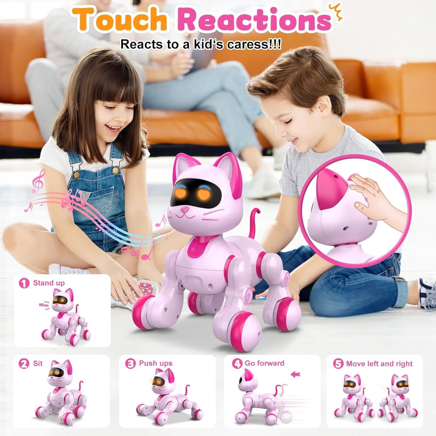 Gmdisc RC Robot Cat Toys for Kids, Gesture & Sensing Programmable Remote Control Smart Robot Toys for Age 3 4 5 6 7 8 Year Old Boys Girls Birthday Gift Present