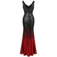 thumbnail image 2 of Angel fashions Robe de Soirée pour Femme à Col en V, Paillettes Scintillantes Style Gatsby 20s Flapper, 2 of 7