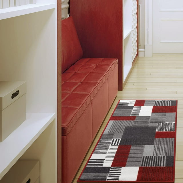 BY COCOON Door Mat 2'x3'| Runner Rug Carpet Runner Entryway Rugs Kitchen Mat Kitchen Runner Washable Rug (57 Cm x 90Cm Red Rug)