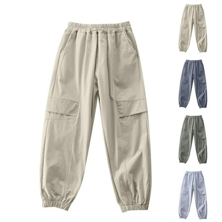 Ashirexll Boys Baggy Sweatpants Wide Leg Pants Summer Loose Thin Elastic Sports Work Mosquito Proof Casual Outerwear Air Conditioned Pants for Boys