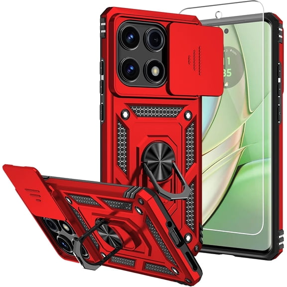 HCTian for Motorola Edge 2025 Case,with Screen Protectors and Camera Cover,[Military Grade] 16ft.Drop Tested Cover with Kickstand Protective Case for Moto Edge 2025