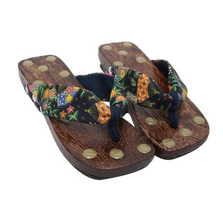 

Creative Women Massage Clogs Summer Platform Sandals Flip-flops Casual Slippers for Home Outdoor (Black Cloth Size 38)