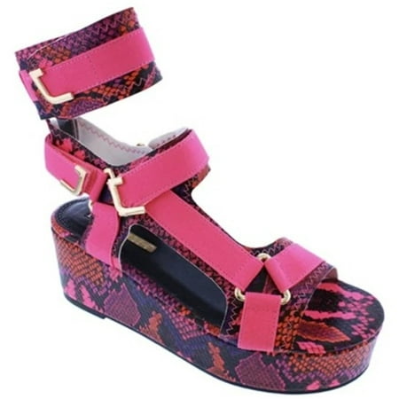 

Platform Sandals For Womens Open Toe Ankel Strap Snakeskin Flats Beach Shoes
