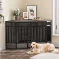 thumbnail image 3 of Dextrus 52 Inch Corner Dog Crate Furniture, Black Corner Heavy Duty Dog Kennel with Mesh Door, Wooden Dog House for Large/Medium/Small Dog, 3 of 10