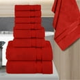 thumbnail image 3 of Cotton 8-Piece Towel Set, Includes 4 Washcloths, 2 Hand Towels and 2 Bath Towels, 100% Turkish Cotton - Highly Absorbent and Super Soft Towels for Bathroom, Red, 3 of 7
