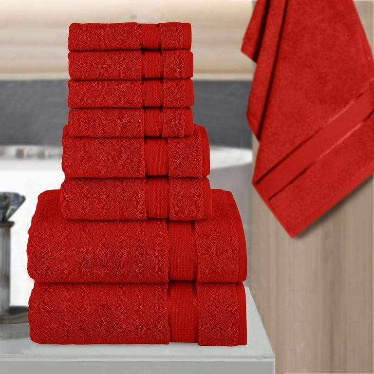 Cotton 8 Piece Towel Set Includes 4 Washcloths 2 Hand Towels and 2 Bath Towels 100 Turkish Cotton Highly Absorbent and Super Soft Towels for