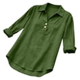 thumbnail image 3 of Shirts for Women Trendy Casual Tops for Women Casual Short Sleeve Linen Blend Shirt Breathable Button Down Top With Turn Down Collar for Everyday Comfort, 3 of 5