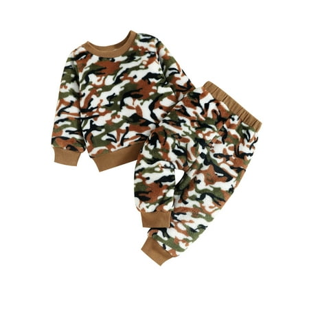 

Ma&Baby Baby Boy Girls Clothes Set Camouflage Winter Fleeces Pullover Tops Pants Outfit
