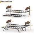 thumbnail image 3 of QinaQin Metal Sleeper Sofa with Trundle,Platform Bed Frame with Heavy-Duty Steel Slats and Stylish Headboard,Convertible Sofa Bed for Living Room,Bedroom,Brown, 3 of 8