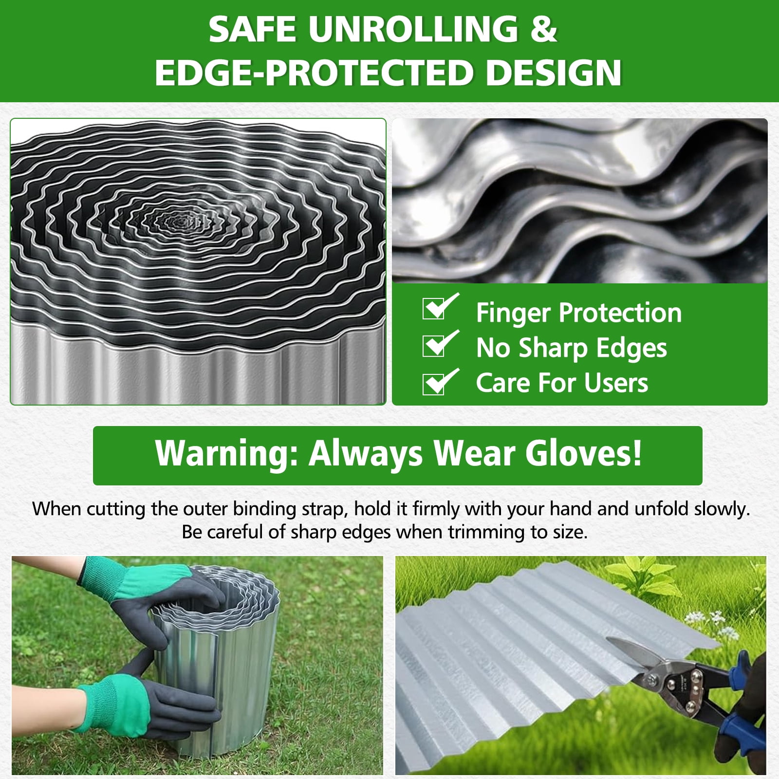 ROMUCHE Corrugated Garden Edging 12" x 50Ft, Flexible Metal Landscape Edging Border for DIY Flower Beds Lawn Yard Tree Surrounds Driveway