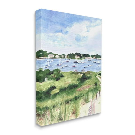 Stupell Industries Coastal Seaside Boats with Rested Sails Canvas Wall Art, 30 x 40, Design by Melissa Hyatt LLC