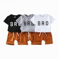thumbnail image 4 of Kaprioy Toddler Boys Clothes Toddler Boys Summer 2PCS Outfits Short Sleeve BRO Letter Printed T-Shirt Tops + Solid Color Elastic Short Pants, 4 of 7